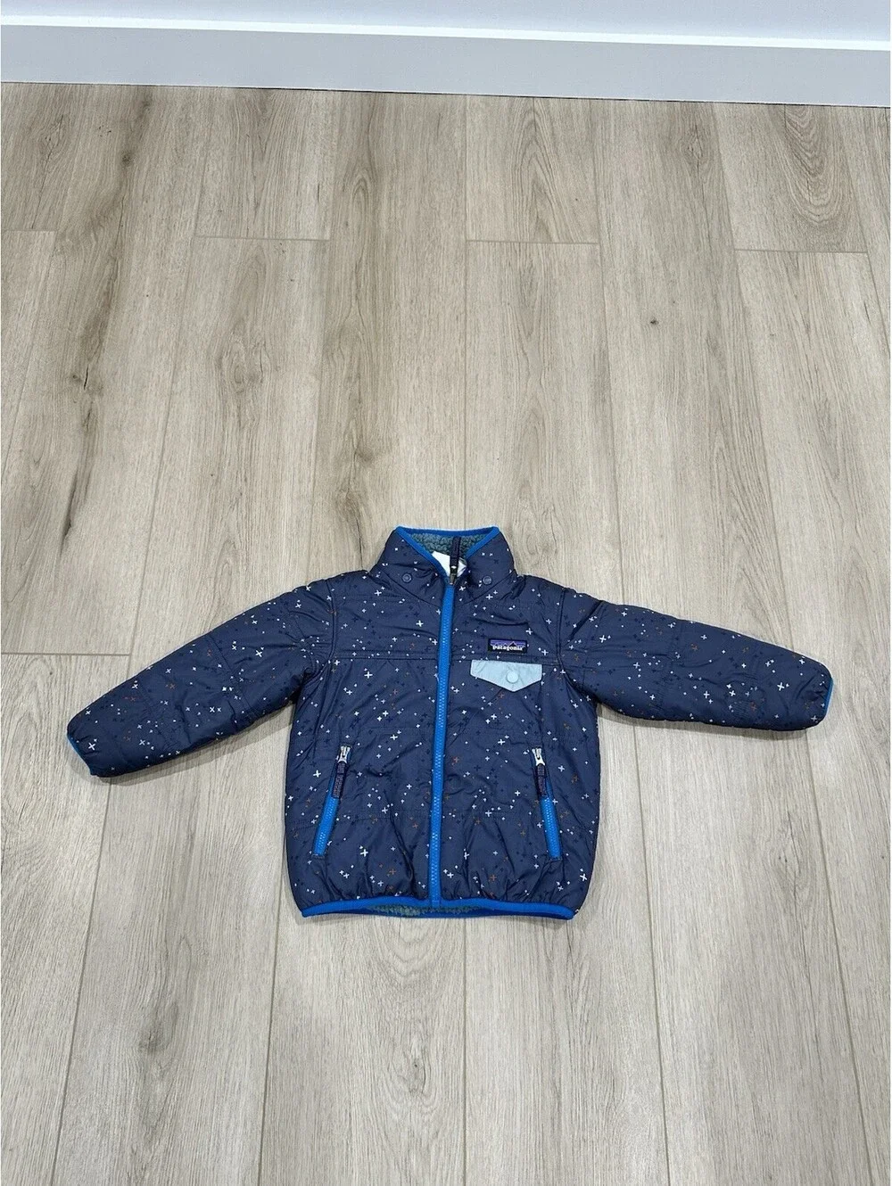 Patagonia Reversible Tribbles Jacket Toddler Boy Sherpa Puffer Coat 3T